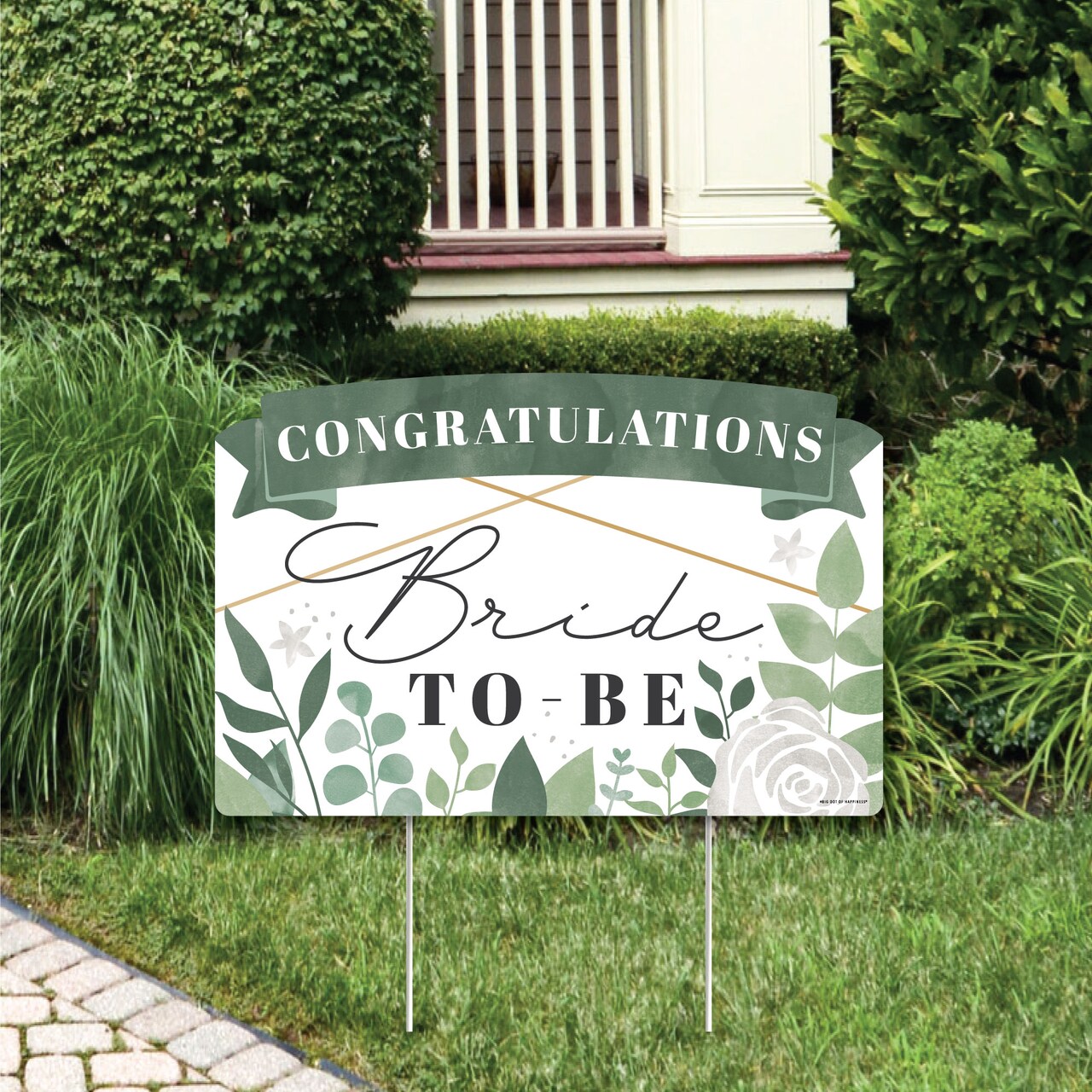 Big Dot of Happiness Boho Botanical Bride - Greenery Bridal Shower and Wedding Lawn Decor - Congratulations Bride-To-Be Party Yardy Sign
